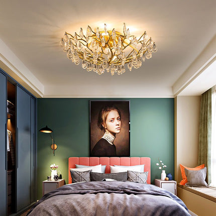 Home decorative designer modern luxury k9 crystal ceiling pendant light gold aluminum glass