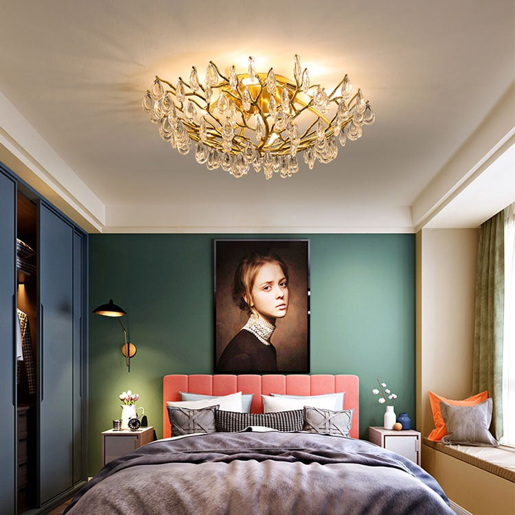 Home decorative designer modern luxury k9 crystal ceiling pendant light gold aluminum glass