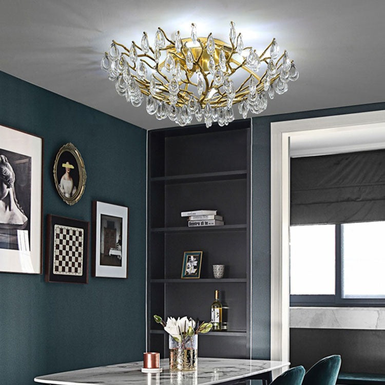 Home decorative designer modern luxury k9 crystal ceiling pendant light gold aluminum glass