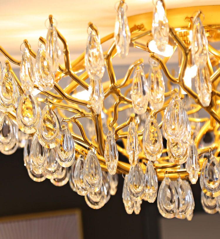 Home decorative designer modern luxury k9 crystal ceiling pendant light gold aluminum glass