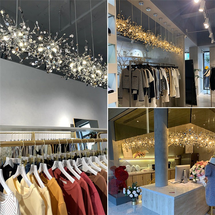 Handmade Stainless Steel Chandelier Pendant Lights Modern Art Leaf LED Chandelier Light