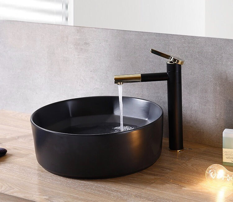 Diamond Round Matte Black Wash Basin Sink for Bathroom Tabletop