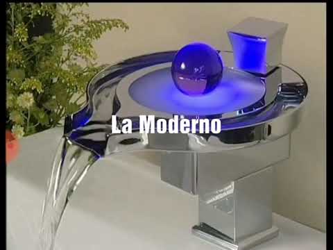 Modern 3 Color Led Faucet Hydro Power Waterfall Solid Brass Basin Faucet