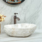 Irregular Edge White Stone Bathroom Washing Bowl