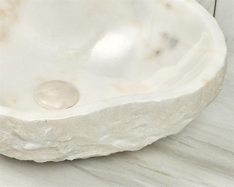 Irregular Edge White Stone Bathroom Washing Bowl