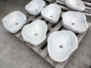 Irregular Edge White Stone Bathroom Washing Bowl