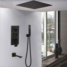 Charger l&#39;image dans la galerie, 16&quot; Matte Black Shower Faucet Set 3-Way Digital Valve Rain Shower Head Mixer Tap
