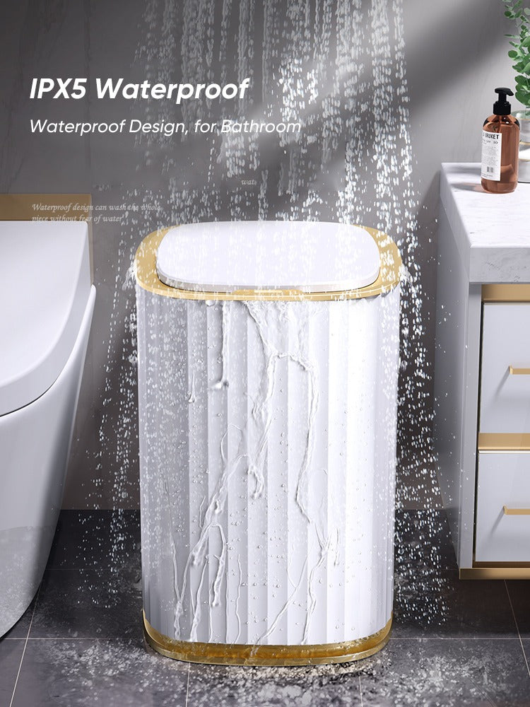 Sensor Trash Can IPX5 Waterproof whire abd Gold