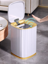 Load image into Gallery viewer, Sensor Trash Can IPX5 Waterproof whire abd Gold
