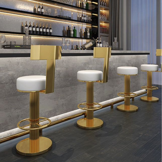 Light Luxury Bar Chair Post-Modern Stainless Steel Metal High-Back Barstool