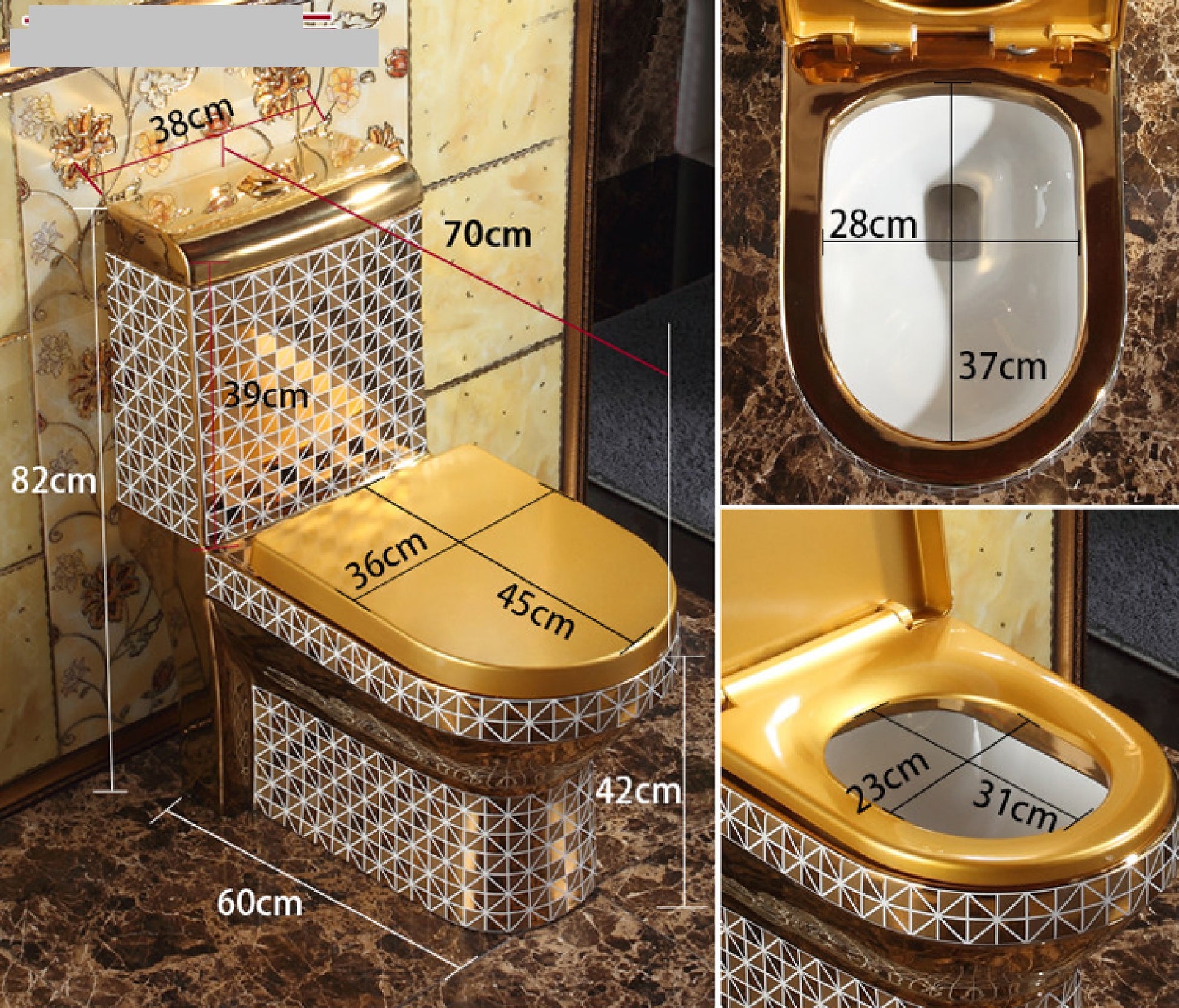 Gold Plated Water Closet Colored Toilet Bowl