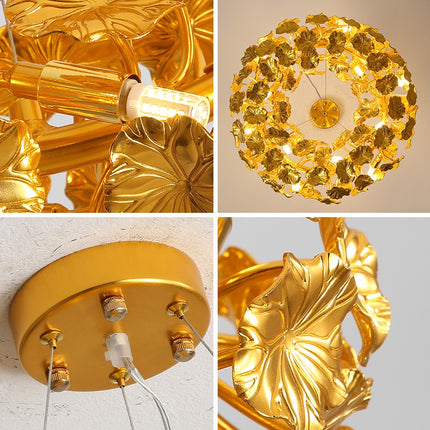 Latest Nordic modern personality lotus leaf round aluminum chandelier living room bedroom dining room luxury LED lighting "Price depends on the size you need"