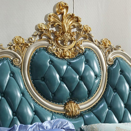 Leather Furniture Blue Bedroom Furniture Set, Wooden Bed Room Luxury Adult European Oak Home Furniture,home Furniture Turkey