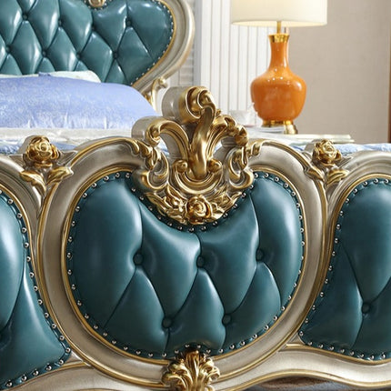 Leather Furniture Blue Bedroom Furniture Set, Wooden Bed Room Luxury Adult European Oak Home Furniture,home Furniture Turkey