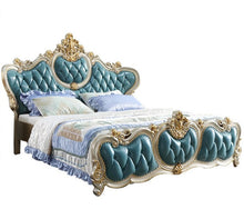 Load image into Gallery viewer, Leather Furniture Blue Bedroom Furniture Set, Wooden Bed Room Luxury Adult European Oak Home Furniture,home Furniture Turkey
