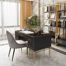 Charger l&#39;image dans la galerie, light luxury home writing desk stainless steel computer desk with drawers modern Minimalist wooden office computer desk
