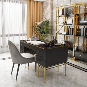 light luxury home writing desk stainless steel computer desk with drawers modern Minimalist wooden office computer desk