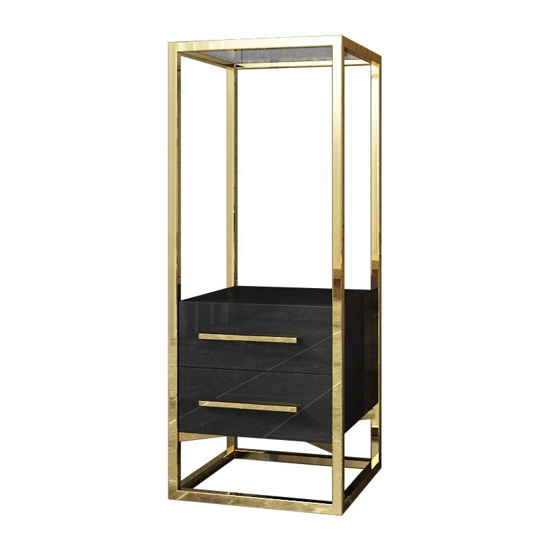 Light luxury indoor living room floor type flower stand with drawer black shelf