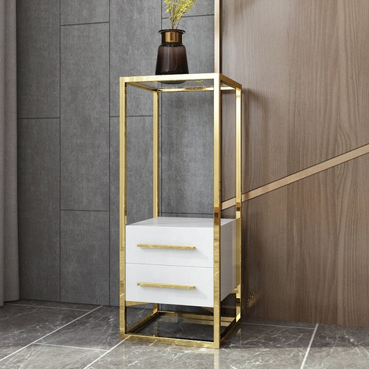 Light luxury indoor living room floor type flower stand with drawer black shelf