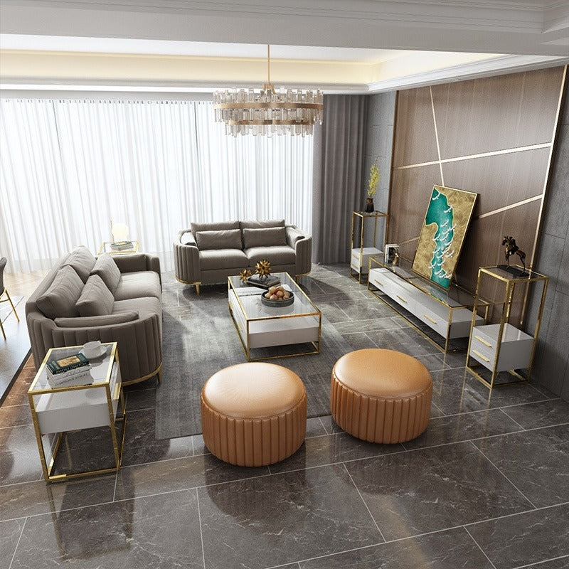 Light luxury indoor living room floor type flower stand with drawer black shelf