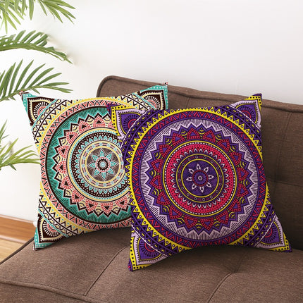 Loral Mandala Kompass Medaillon Sommerdekor Kissenbezug im Boho-Stil für Sofa und Couch, 45,7 x 45,7 cm 