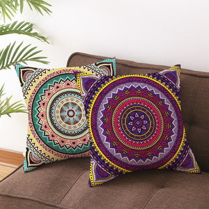 loral Mandala Compass Medallion Bohemian Boho Style Summer Decor Cushion Case Decorative for Sofa Couch 18" x 18" Inch
