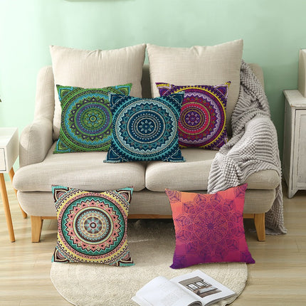 Loral Mandala Kompass Medaillon Sommerdekor Kissenbezug im Boho-Stil für Sofa und Couch, 45,7 x 45,7 cm 