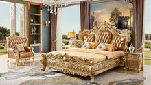 Lade das Bild in den Galerie-Viewer, luxurious king wood bedroom furniture sets, cowhide leather turkish furniture bedroom
