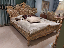 Cargar imagen en el visor de la galería, luxurious king wood bedroom furniture sets, cowhide leather turkish furniture bedroom
