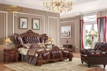 Load image into Gallery viewer, Luxury bedroom set fancy furniture real leather king size bed craving bedroom set
