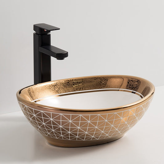 Modern Gold Elecctroplating Gold Art Basin Tabletop