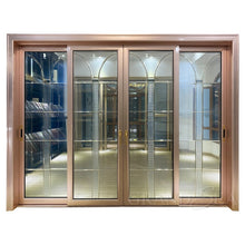 Загрузить изображение в средство просмотра галереи, Luxury Design Rose Gold Frame Sliding Glass Door With Art Glass  (PLEASE SEND YOUR SIZE)
