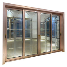 Load image into Gallery viewer, Luxury Design Rose Gold Frame Sliding Glass Door With Art Glass  (PLEASE SEND YOUR SIZE)
