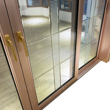 Load image into Gallery viewer, Luxury Design Rose Gold Frame Sliding Glass Door With Art Glass  (PLEASE SEND YOUR SIZE)
