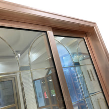 Загрузить изображение в средство просмотра галереи, Luxury Design Rose Gold Frame Sliding Glass Door With Art Glass  (PLEASE SEND YOUR SIZE)
