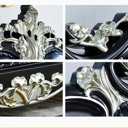 luxury european style sofa sets Classic Wooden Home Bed Elegant Upholstered Leather Bedroom Furniture