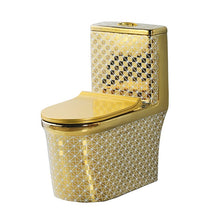 Cargar imagen en el visor de la galería, Luxury golden electroplated dubai s trap p trap one piece wc color bathroom ceramic gold plated toilet bowl
