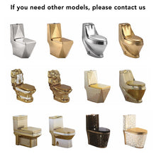 Load image into Gallery viewer, Luxury golden electroplated dubai s trap p trap one piece wc color bathroom ceramic gold plated toilet bowl
