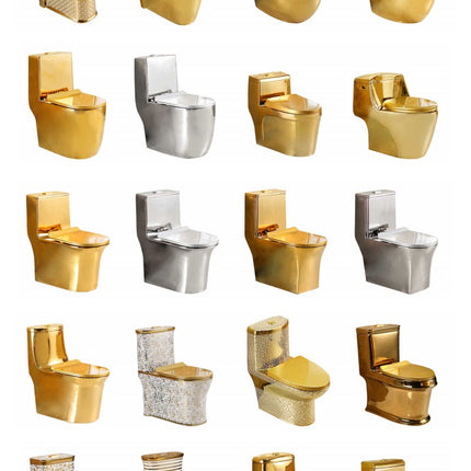 Luxury Golden Electroplated Dubai Strap Bathroom Ceramic Gold Plated Toilet Bowl