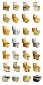 Luxury golden electroplated dubai s trap p trap one piece wc color bathroom ceramic gold plated toilet bowl