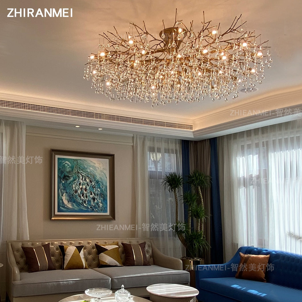 Luxury home led lights chandeliers ceiling brass  