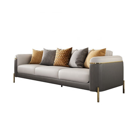 Luxuriöses, modernes Wohnzimmer-Sofa aus Leder und Edelstahl, inklusive Dreisitzer-Sofa 