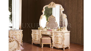 Luxury Made European Rococo Gold Leafing Style bed Royal Imperial Hand Antique Bed for Master Bedroom noble