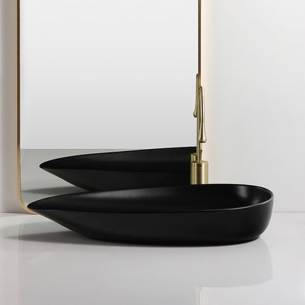 Oval Wash Basin Sink Black Edition Tabletop Countertop Sink Bathroom