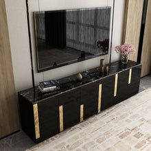 Lade das Bild in den Galerie-Viewer, luxury modern simple design tv cabinet Glass and stainless steel hotel tv cabinet tv stand living room furniture modern
