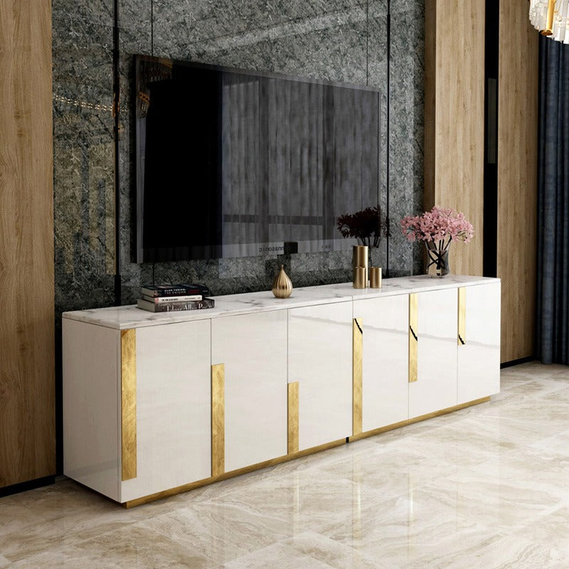luxury modern simple design tv cabinet Glass and stainless steel hotel ...