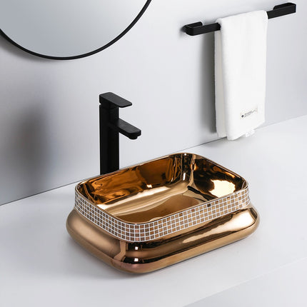 Electroplating Rose Gold Sink Tabletop Basin