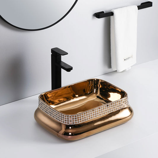 Electroplating Rose Gold Sink Tabletop Basin