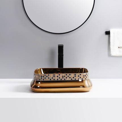 Electroplating Rose Gold Sink Tabletop Basin