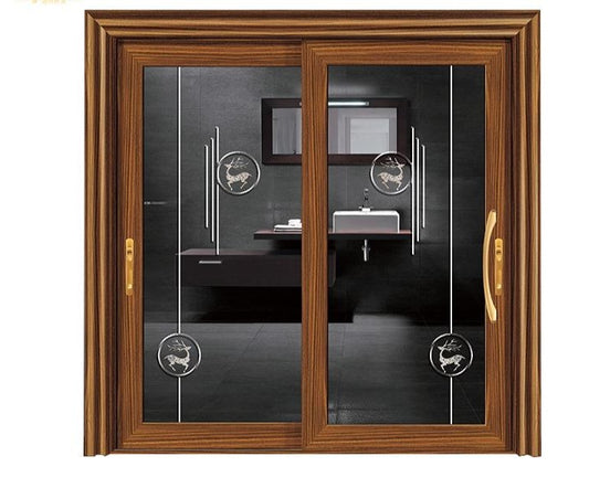 Luxury Style Aluminums Frame Wood Grain Sliding Doors for Kitchen Entry (PLEASE SEND YOUR SIZE)